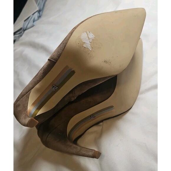 Sam Edelman Women's Brown Suede Ankle Boots 10 Side Buckle Pointed Toe 4" Heel - Picture 6 of 8